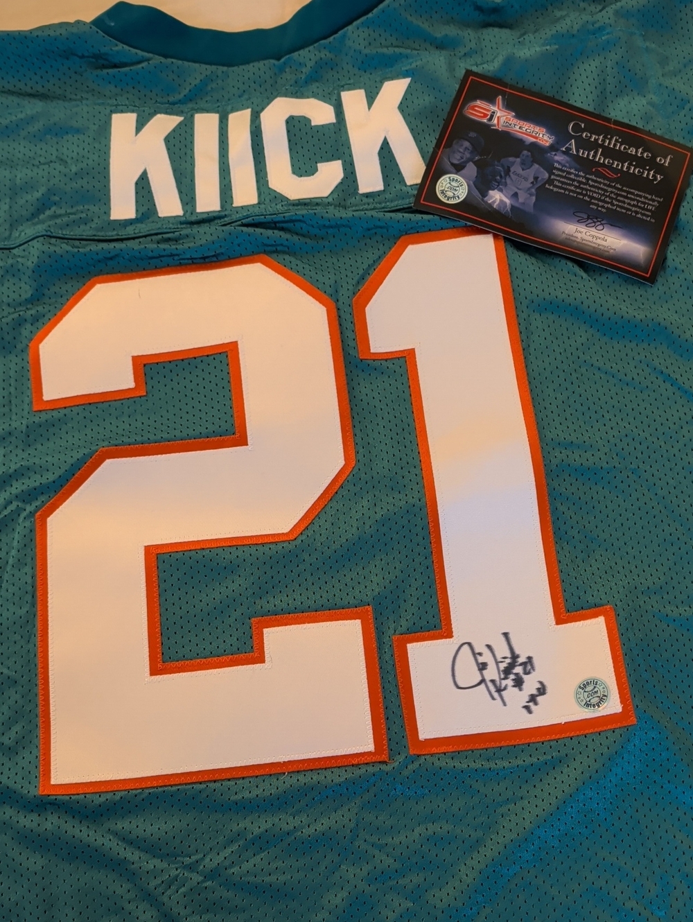RARE Vintage Jim Kiick 21 Championship Signed Collectors Jersey